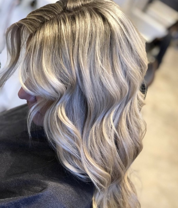 Frosty blonde highlighted hair