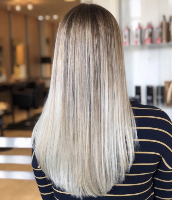 Bright blonde highlights with root melt